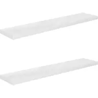 vidaXL Étagère murale flottante 2pcs Blanc brillant 120x23,5x3,8cm MDF