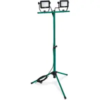 Vonroc Projecteur de chantier LED 2x20W – trépied réglable – Inclinable et rotatif