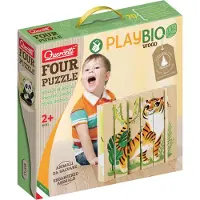 Quercetti Four Puzzle Play Bio Endangered Animals Jaune Enfants