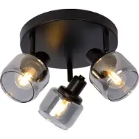 Lucide Lampe de plafond Bjorn Noir à 3 lumières