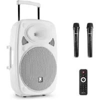 VONYX geluidsinstallatie - Verve46 - Haut-parleur Bluetooth avec deux microphones à DEL - 1000W - (Actif, 1x 1000 W), Haut-parleur PA, Blanc