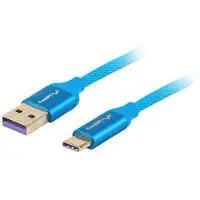 Lanberg câble usb 2.0 mâle/usb c mâle 5a 1m bleu