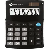 HP Calculatrice de bureau OfficeCalc 110 noire (Fonctionnement sur piles, Panneau solaire)