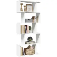 vidaXL Bibliothèque séparateur de pièce à 5 niveaux Blanc 70 x 24 x 161 cm Bois d'ingénierie