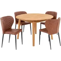 Ebuy24 Metz ensemble pour salle à manger table de salle à manger Ø118cm naturel et 4 Pisa chaise marron.