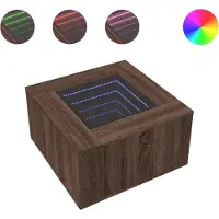 vidaXL Table basse LED marron imitation chêne 60x60x40 cm Matériau dérivé du bois