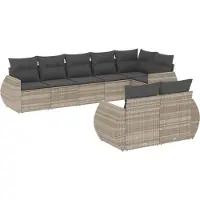 vidaXL Ensemble de jardin canapé 8 pièces avec coussins gris clair Poly rotin