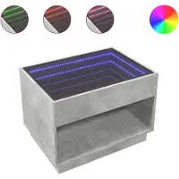 vidaXL Table basse avec Infinity-LED gris béton 70x50x50 cm
