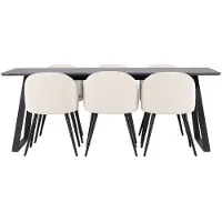 Ebuy24 Malaga ensemble pour salle à manger table de salle à manger 90x200cm gris foncé et 6 Skagen chaise velours côtelé beige.