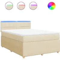 vidaXL Lit boxspring avec matelas Crème 140x190 cm Tissu