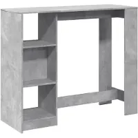 vidaXL Table de bar avec étagère gris béton 124x46x103,5 cm Bois composite