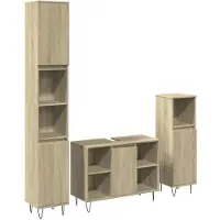 vidaXL Ensemble de meubles de salle de bain 3 pièces en bois composite chêne Sonoma