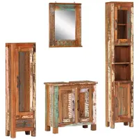 vidaXL Ensemble de meubles de salle de bain 4 pièces vieux bois massif