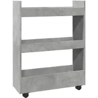 vidaXL Chariot de rangement Étroit 3 étagères Gris béton Bois composite