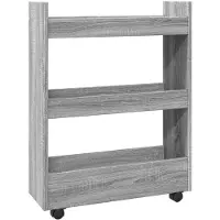 vidaXL Chariot de rangement Étroit 3 étagères Gris Sonoma Bois composite
