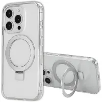Accezz Coque Ring Stand avec MagSafe pour Apple iPhone 15 Pro - Transparent