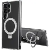 Accezz Coque Ring Stand avec MagSafe pour Samsung Galaxy S24 Ultra - Transparent