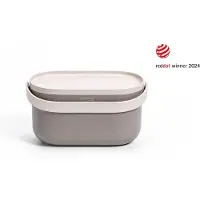 Plastia Poubelle pour déchets organiques avec cadre et sacs, taupe + ivoire avec marc de café