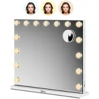 Mirlux Miroir de maquillage Hollywood - Éclairage LED - Zoom 10x - Blanc - Bluetooth - 58 x 48 cm