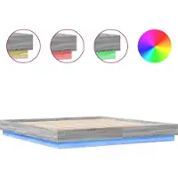 vidaXL Cadre de lit avec LED Gris Sonoma 200x200 cm