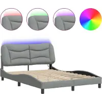 vidaXL Cadre de lit avec LED sans matelas "Hvar" gris clair 140x200 cm Tissu