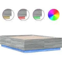 vidaXL Cadre de lit avec LED Gris Sonoma 120x190 cm Bois composite
