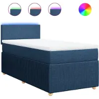 vidaXL Lit boxspring avec matelas bleu 90x190 cm Tissu