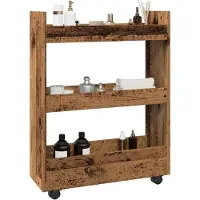 vidaXL Chariot de rangement Étroit 3 étagères imitation vieux bois Matériau dérivé du bois