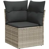 vidaXL Canapé d'angle de jardin avec coussins gris clair Poly rotin