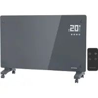 Auronic Radiateur électrique - Radiateur à convection avec thermostat et télécommande - Radiateur à panneau en verre - Radiateur 2000 W - Gris