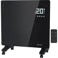 Auronic Radiateur électrique - avec thermostat et télécommande - à panneaux en verre - Radiateur 1000 W - Noir
