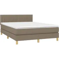vidaXL Lit boxspring avec matelas Taupe 140x190 cm Tissu
