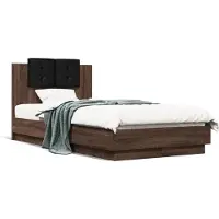 vidaXL Cadre de lit avec tête de lit Chêne brun 75x190 cm Bois composite