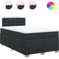 vidaXL Lit boxspring avec matelas noir 120x200 cm similicuir