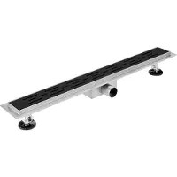 FortiFura Galeria Caniveau de douche 90cm avec caillebotis et bride de sol noir mat SW679911/SW679932