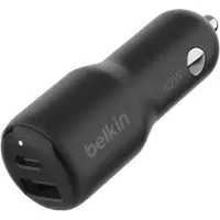 Belkin CCB005btBK Ordinateur portable, Smartphone, Tablette Noir Allume-cigare Charge rapide Intérieure