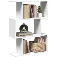 vidaXL Bibliothèque séparateur de pièce à 3 niveaux Blanc 70 x 24 x 97 cm Bois d'ingénierie