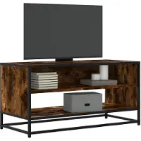 vidaXL Armoire TV chêne fumé 91x40x46 cm Bois composite et métal