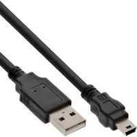 InLine Mini-câble USB 2.0 USB A mâle à Mini-B mâle 5 pôles noir 0,5 m