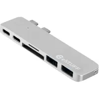 ESTUFF ES84122-SILVER Hub d'interface USB 3.2 Gen 1 (3.1 Gen 1) Type-C (USB-C, 5 ports), Station d’accueil + hub USB, Argent