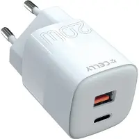 Celly Chargeur mural 1 USB-A / 1 USB-C, 20W, blanc