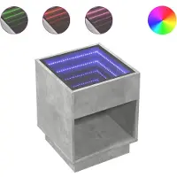 vidaXL Table de chevet avec LED infini gris béton 40x40x50 cm