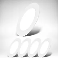 B.K.Licht Lot de 5 spots LED encastrables 230V, IP20, extra plat, lumière blanche neutre 4000K, 6W 660lm/spot, blanc, perçage Ø100mm, Ø120mm