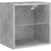 vidaXL Table de nuit murale avec lampes LED gris béton