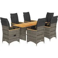 vidaXL Ensemble de jardin bistrot 7 pièces avec coussins Gris Poly rotin