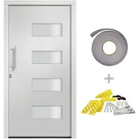 vidaXL Porte d'entrée aluminium et PVC blanc 100x210 cm