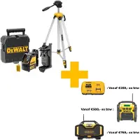 DeWalt DW088KTRI-XJ Laser Croisé À Nivellement Automatique Dans Un Coffret (DW088K) & Trépied Dans Un Sac (DE0881T) - Rouge - 5 M