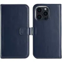 Selencia Étui portefeuille en cuir véritable Apple iPhone 16 Pro Max - Bleu