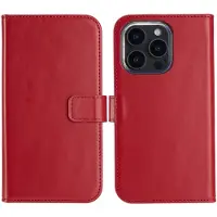 Selencia Étui portefeuille en cuir véritable pour Apple iPhone 16 Pro Max - Rouge