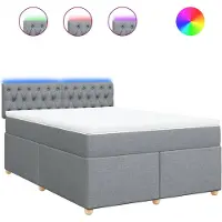 vidaXL Lit boxspring avec matelas gris clair 140x190 cm Tissu